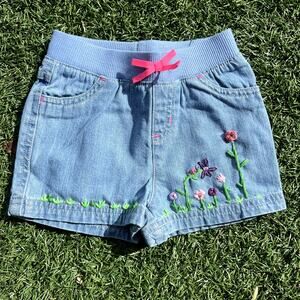 Custom Hand Embroidered New Denim Shorts size 24 months